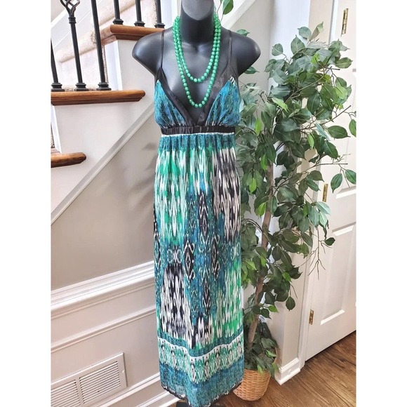 JFW Women Multicolor 100% Polyester Sweetheart Neck Sleeveless Long Maxi Dress L - Picture 10 of 10